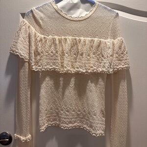 Ulla Johnson Cream Ruffled Long Sleeve Blouse